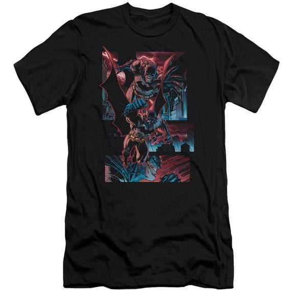 Batman Dark Knight Panels Premium Canvas T-Shirt Adult Slim Fit 30/1 Black