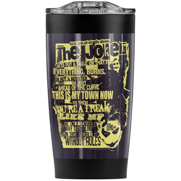 Batman Dark Knight/Quote Me On It Stainless Steel Tumbler 20 oz Coffee Travel Mug/Cup, Vacuum Insulated & Double Wall with Leakproof Sliding Lid | Great for Hot Drinks and Cold Beverages