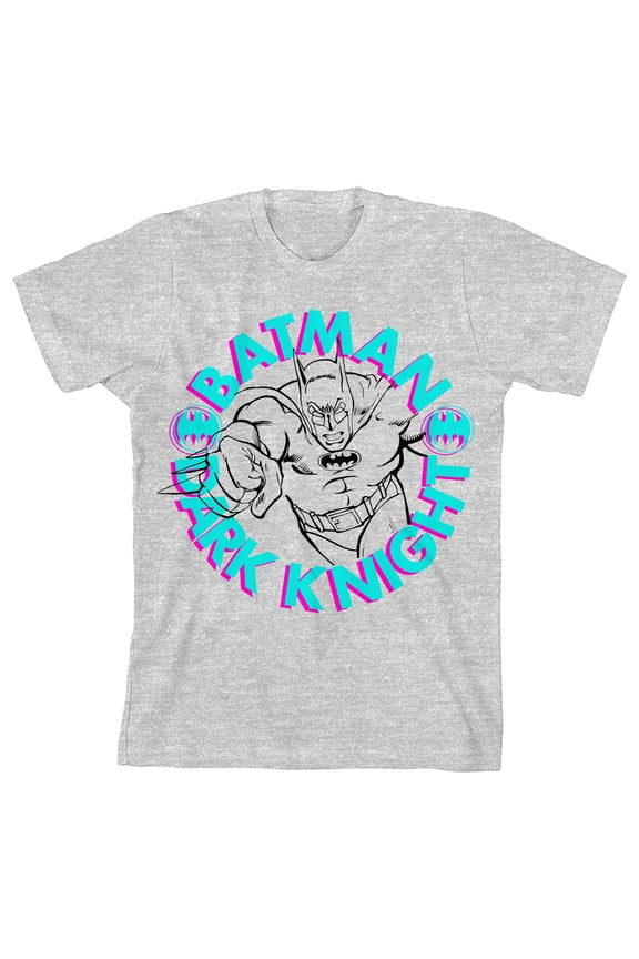 Batman Dark knight Line Art Boy's Heather Grey T-shirt -XL