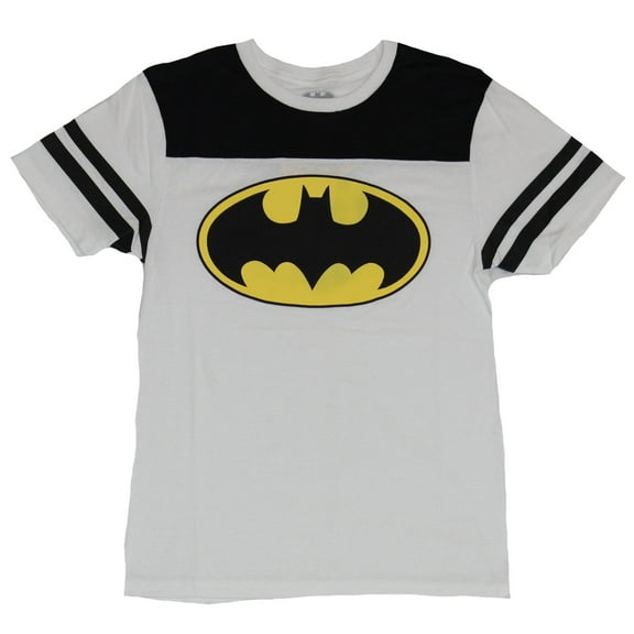 Batman (Dc Comics) Mens T-Shirt - Classic Oval Yellow Black Jersey Sleeves (Small)