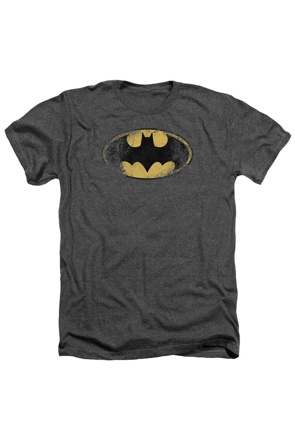 Batman - Destroyed Logo - Heather Short Sleeve Shirt - Small