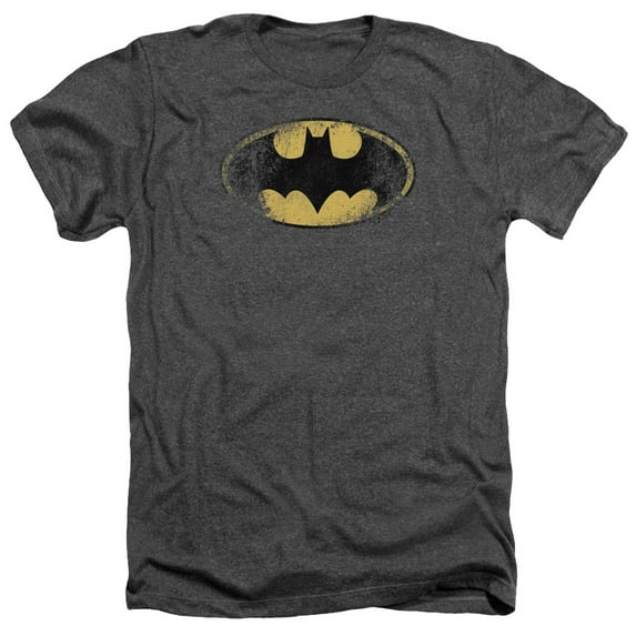 Batman - Destroyed Logo - Heather Short Sleeve Shirt - X-Large