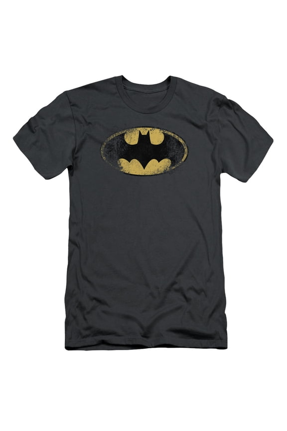 Batman - Destroyed Logo - Slim Fit Short Sleeve Shirt - X-Large