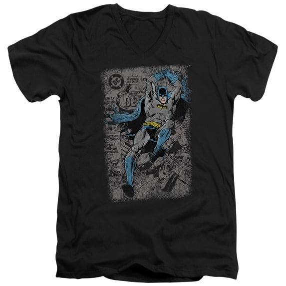 Batman - Detective #487 Distress - Slim Fit V Neck Shirt - Large