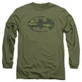 thumbnail image 1 of Batman Distressed Camo Shield Long Sleeve Adult 18/1 T-Shirt Military Green, 1 of 1