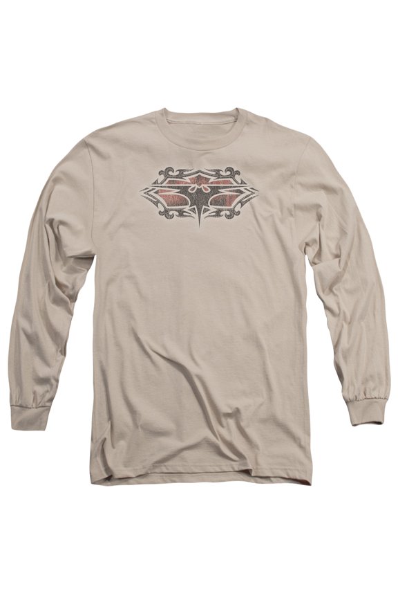Batman Distressed Gothic Bat Long Sleeve T-Shirt Adult 18/1 Sand