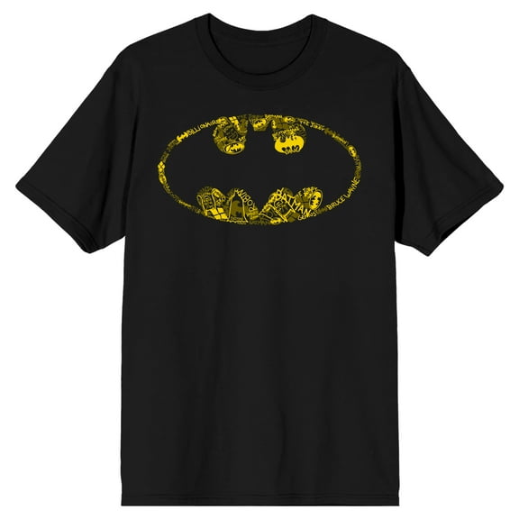 Batman Distressed Oval Logo Black Tee Shirt T-Shirt-5XL