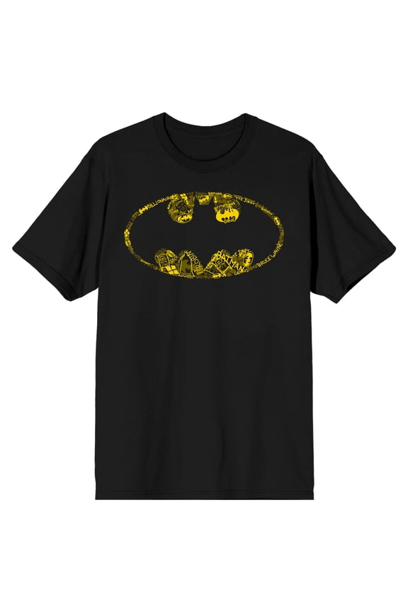 Batman Distressed Oval Logo Black Tee Shirt T-Shirt-X-Large
