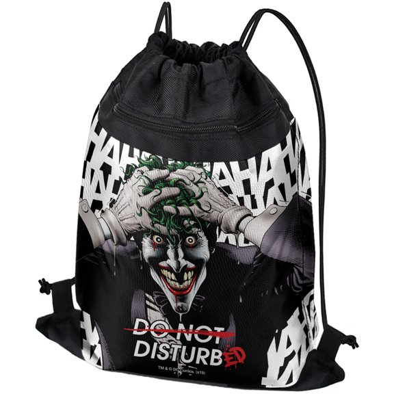Batman Disturbed Joker Drawstring Backpack Sports Bag Sackpack 17" x 13", Perfect for Gym, Yoga or Practice