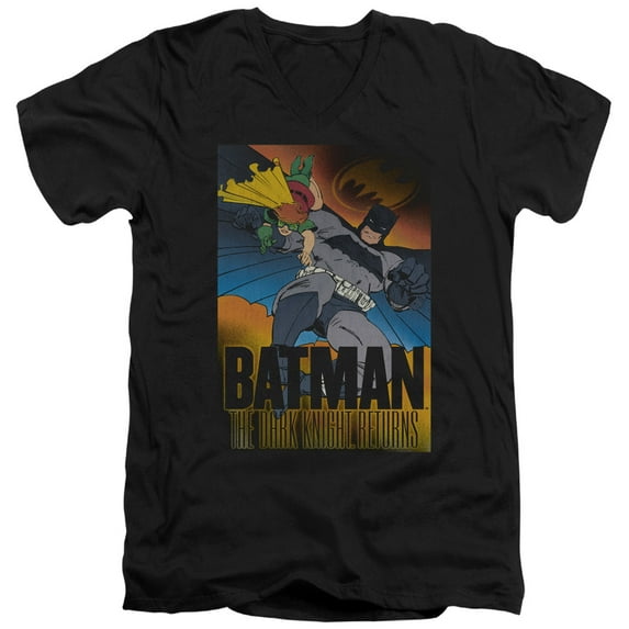 Batman Dk Returns S/S Adult V-Neck T-Shirt Black