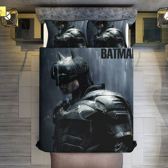 The Batman Downpour Print Bed Sheet Set for Kids Boys Girls,Queen Sheet Set,Duvet Cover,Bed Sheets,Decor Bed Cover Bedroom Collection 3Pcs Full Size,86"x70"