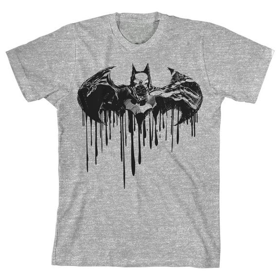 Batman Dripping Logo Trap Graphics Boy's Athletic Heather T-shirt-Small