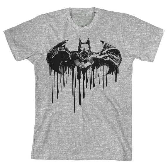 Batman Dripping Logo Trap Graphics Boy's Athletic Heather T-shirt-Small