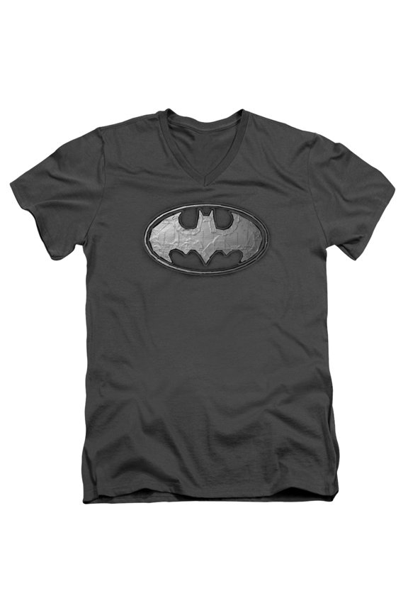 Batman - Duct Tape Logo - Slim Fit V Neck Shirt - Large
