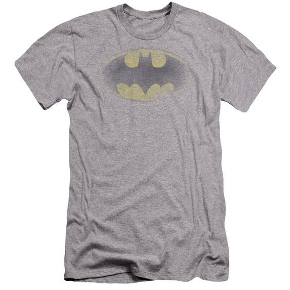 Batman Faded Logo Premium Canvas T-Shirt Adult Slim Fit 30/1 Athletic Heather