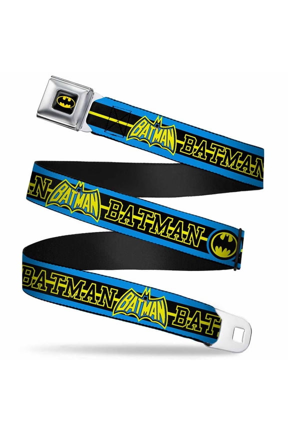 Fcg Black Yellow 1.0" Chrome Batman Retro Logos Stripe Blue Black Web Belt 1.0" Wide