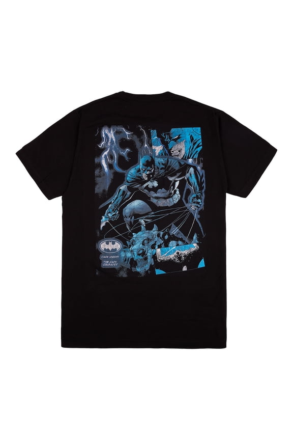 Batman Fighting Dragon Men's Black Crew Neck Short Sleeve T-shirt - Large