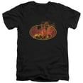 thumbnail image 1 of Batman Flames Logo S/S Adult V-Neck T-Shirt Black, 1 of 1