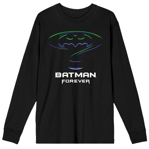 Batman Forever Movie Logo Men's Black Long Sleeve Shirt-XXL