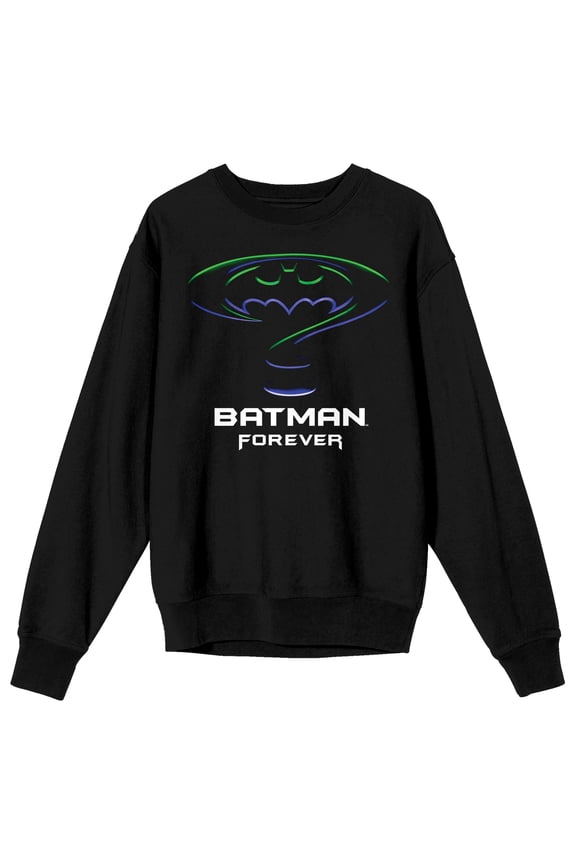 Batman Forever Movie Logo Men's Black Long Sleeve Sweatshirt-Small