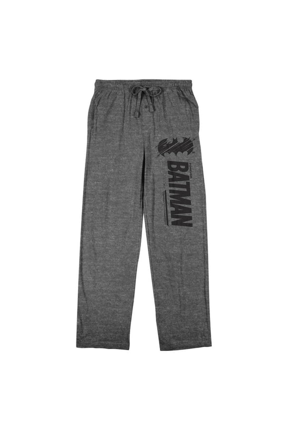 Batman Forever Title Logo Men's Charcoal Drawstring Sleep Pants-Large
