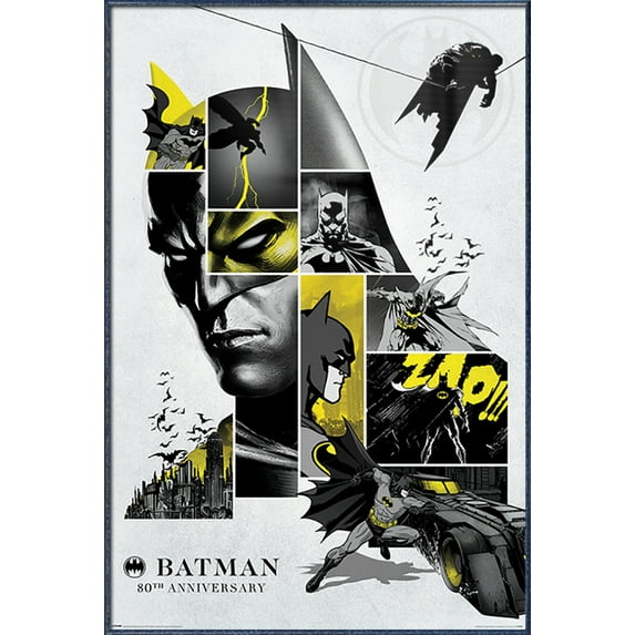 Batman - Framed Comic Poster (80Th Anniversary - Image Compilation) (Size: 24" X 36") (Orbit Blue Aluminum Frame)