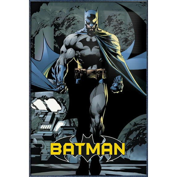 Batman - Framed DC Comics Poster (The Dark Knight Walking / Smoke) (Size: 25" X 37") (Orbit Blue Aluminum Frame)
