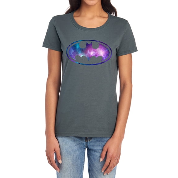 Batman Galaxy Signal Women's T Shirt, Charcoal, X-Large