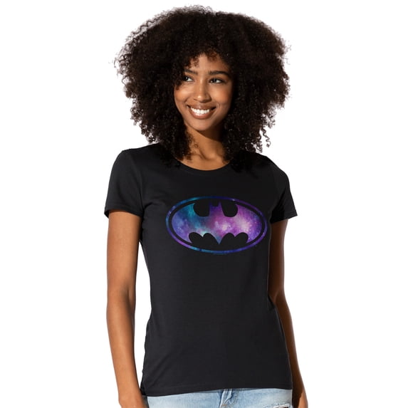 Batman Galaxy Signal Women's T Shirt (X-Large) Black