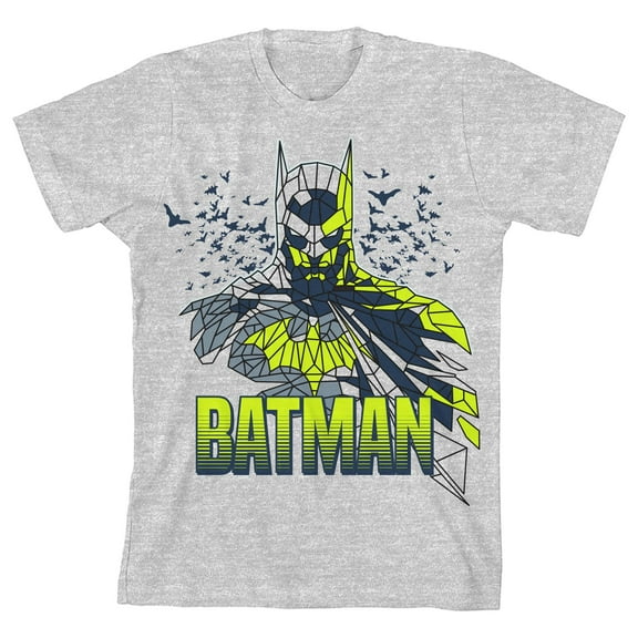 Batman Geometric Art Boy's Heather Grey T-shirt-Small