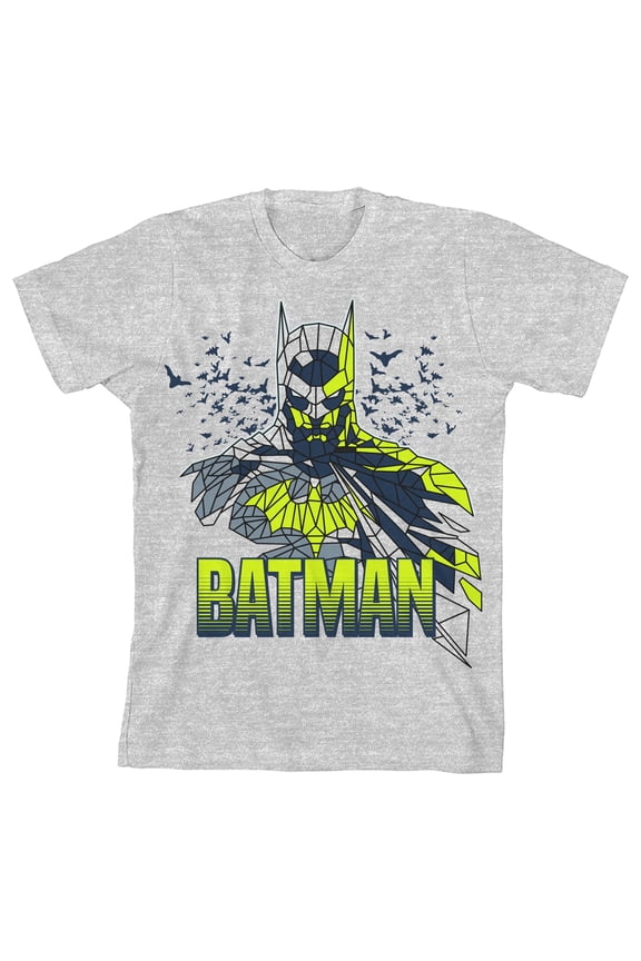 Batman Geometric Art Boy's Heather Grey T-shirt-Small