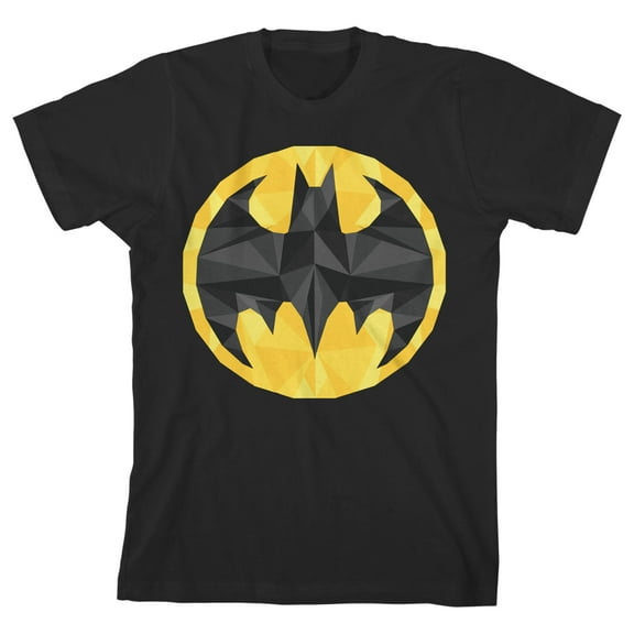 Batman Geometric Logo Boy's Black T-shirt-Medium