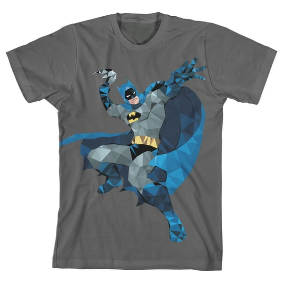 Batman Geometric Superhero Youth Charcoal Graphic Tee-XS