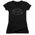 thumbnail image 1 of Batman Glass Hole Logo Junior Women's T-Shirt V-Neck Black, 1 of 1