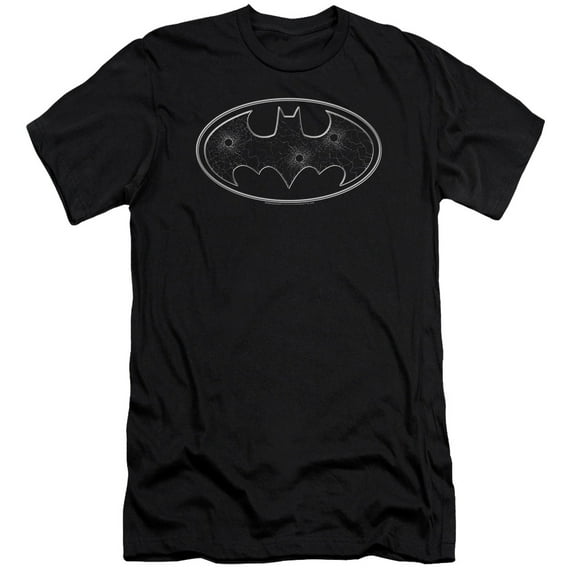 Batman Glass Hole Logo Premium Canvas T-Shirt Adult Slim Fit 30/1 Black