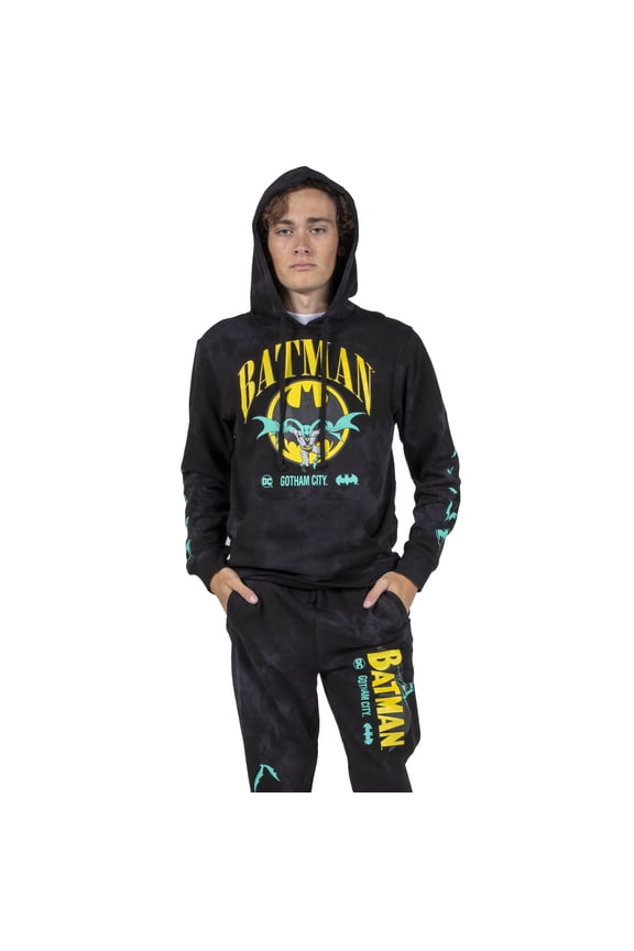Batman Gotham City Black Wash Men's Hoodie & Jogger Set-Small