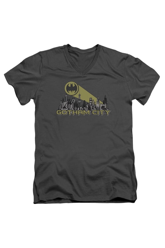 Batman - Gotham City Distressed - Slim Fit V Neck Shirt - Large
