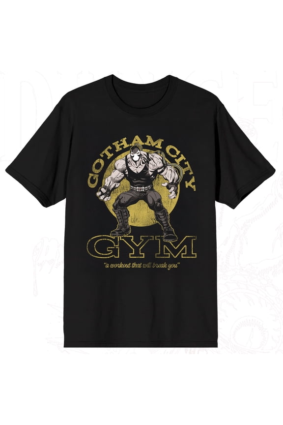 Batman Gotham City Gym Adult Black Crew Neck Short Sleeve T-shirt-Medium