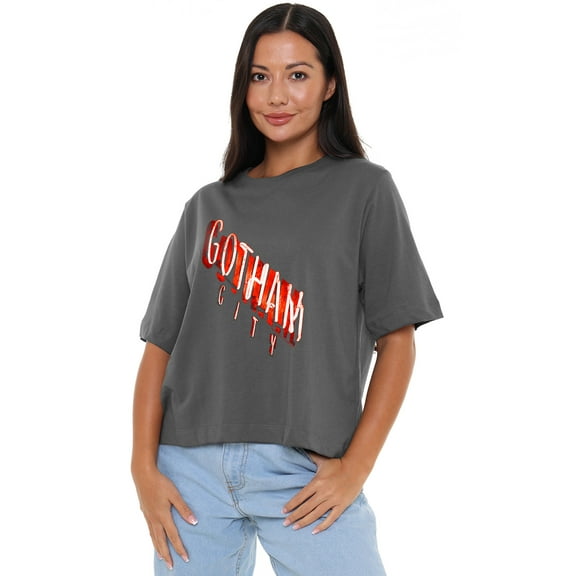 Batman Gotham City Neon Women's Boxy Cropped T-Shirt Casual Graphic Tee