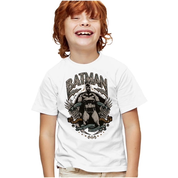 Batman Gotham Hero Kids T Shirt (X-Large) for Youth Toddler Boys and Girls, White