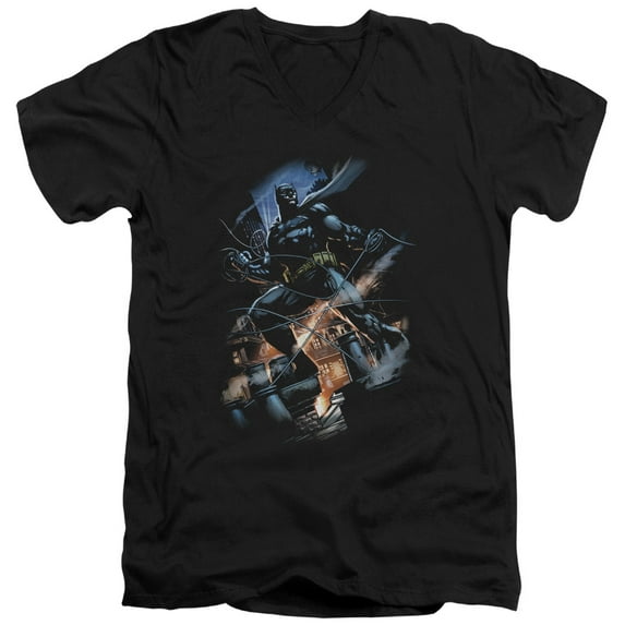 Batman Gotham Knight S/S Adult V-Neck T-Shirt 30/1 T-Shirt Black