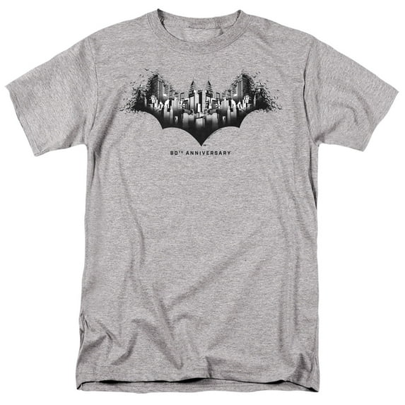 Batman Gotham Shield S/S Adult 18/1 T-Shirt-Athletic Heather