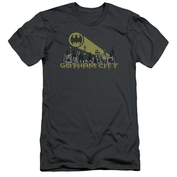 Batman Gotham Skyline S/S Adult 30/1 T-Shirt-Charcoal