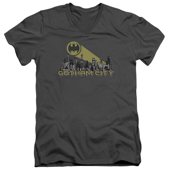 Batman - Gotham Skyline - Slim Fit V Neck Shirt - XX-Large