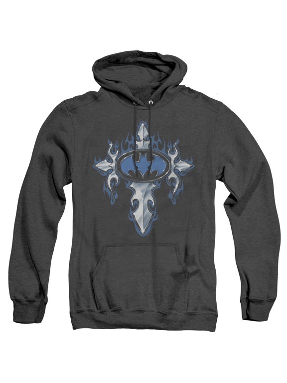 Batman Gothic Steel Logo Adult Heather Hoodie Sweatshirt Black