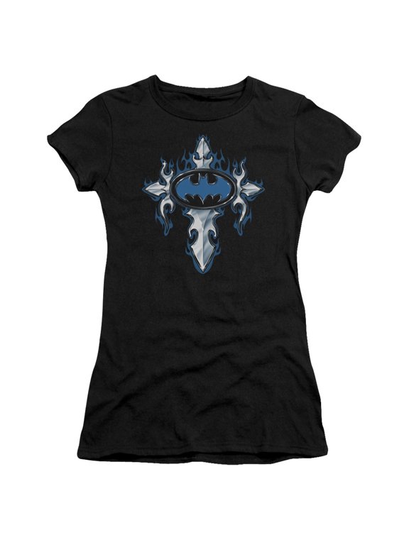 Batman - Gothic Steel Logo - Juniors Teen Girls Cap Sleeve Shirt - Large