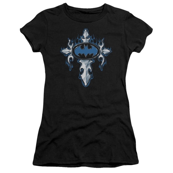 Batman Gothic Steel Logo S/S Junior Women's T-Shirt Sheer Black