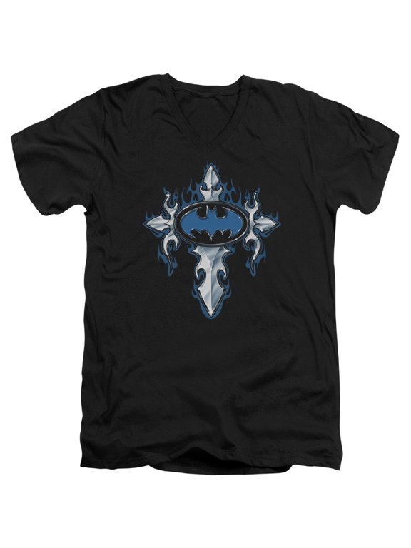 Batman - Gothic Steel Logo - Slim Fit V Neck Shirt - Small