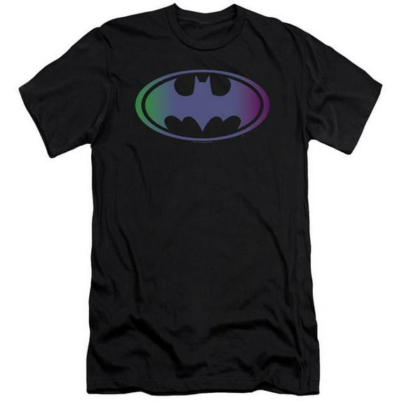Batman & Gradient Bat Logo Adult Cotton Premium Canvas Brand Slim Fit 30-1 T-Shirt, Black - 2X
