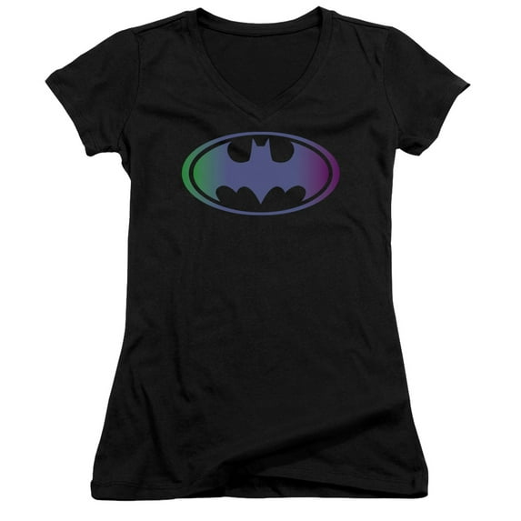 Batman Gradient Bat Logo Junior Women's T-Shirt V-Neck Black